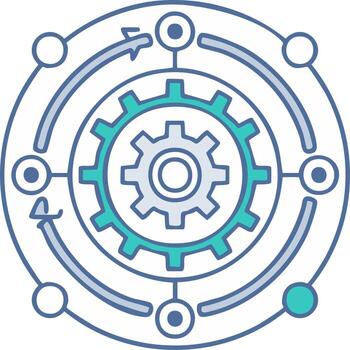 Circular Gear Process Icon Workflow Automation System Development Cycle Optimization vector