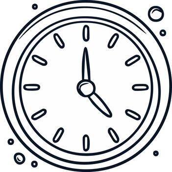 Line Art Clock Showing Passing Time with Bubbles, Time Management, Timekeeping, Punctuality and Deadlines vector