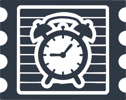 alarma reloj ilustración en un rectangular diseño con un tipo sello frontera vector