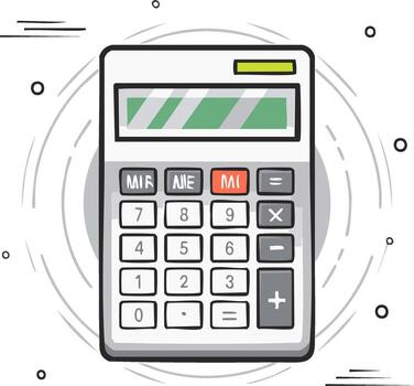 sencillo dibujado a mano calculadora con numérico teclado y monitor pantalla vector