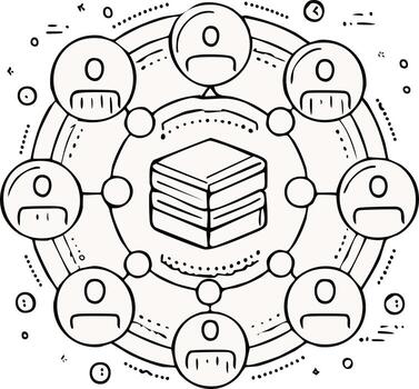 Teamwork Data Sharing Network Connecting People with Stacks for Success vector