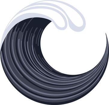 Stylized circular ocean wave illustration with a powerful cresting motion in a minimalist graphic style vector