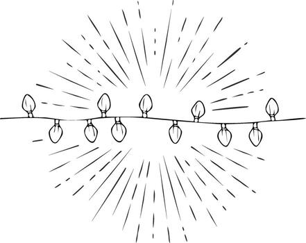 String lights illustration with bursts of light isolated on white background vector