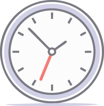 Stylized wall clock with hour minute and second hands displaying the time in illustration format vector