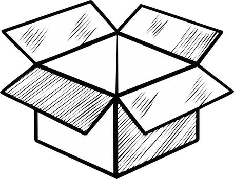 Hand drawn sketch of an open cardboard box for shipping, delivery, or moving vector