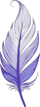 Elegant Stylized Purple Feather Illustration with Delicate Lines and Soft Gradient Shading vector