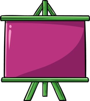 dibujos animados presentación caballete con blanco rosado tablero para monitor y información vector