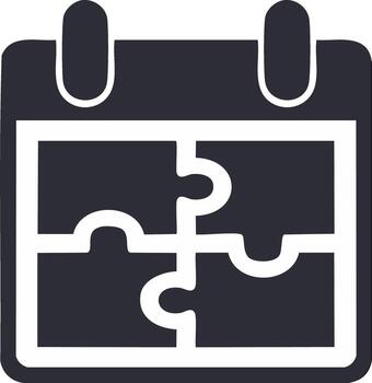 Calendar icon showing jigsaw puzzle pieces for event planning and schedule organization concept vector