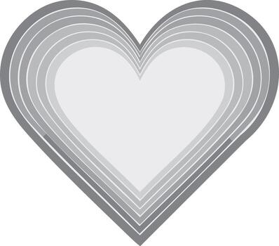 Concentric Heart Symbol in Grayscale Tones Design Element vector
