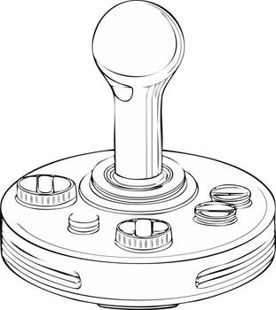 Classic arcade joystick controller line art illustration for retro gaming concept vector