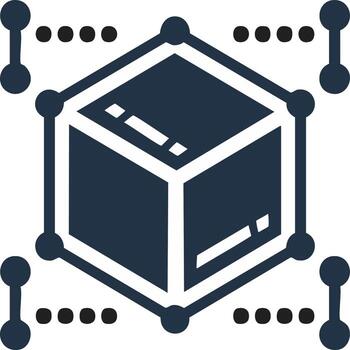 isométrica digital cubo conectado en un repartido red, simbolizando datos, blockchain tecnología, y global informática vector