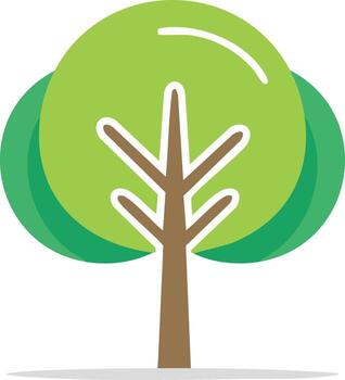 Stylized Tree Icon with Round Crown and Brown Trunk, Nature and Ecology Concept Design vector