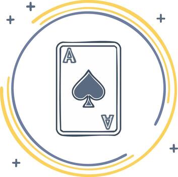 Stylized Ace of Spades Playing Card with Abstract Circles and Plus Symbols vector