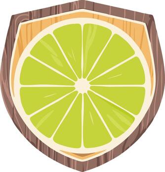 Stylized Lime Slice Emblem with Rustic Wood Border vector