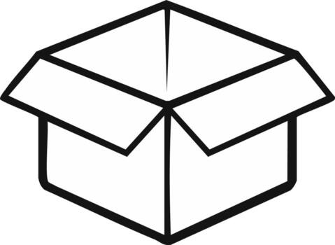 Open Cardboard Box Outline Drawing Simple Packaging Container vector