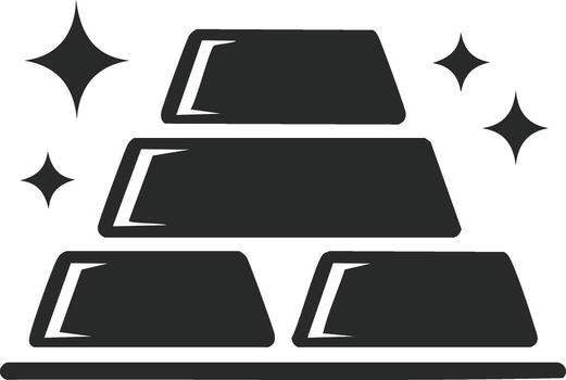 Stack of polished gold bars with sparkle effects, representing wealth and precious metal vector