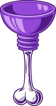 Abstract stylized purple object with rounded bowl shape and bulbous base vector