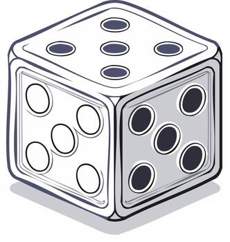 Single Dice Illustration with Black Dots for Game of Chance Luck and Number Combinations vector