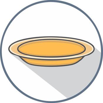 Low Yellow Plate Icon with Shadows inside a Blue Circle Border for UI Design vector