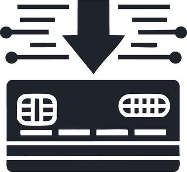 Credit Card Transaction Arrow Pointing to Card with Chip, Stripe and Data Flow, Bank Concept vector
