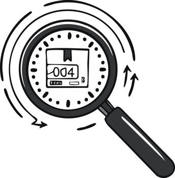 aumentador vaso rastreo paquete entrega, escanear Procesando con flechas vector