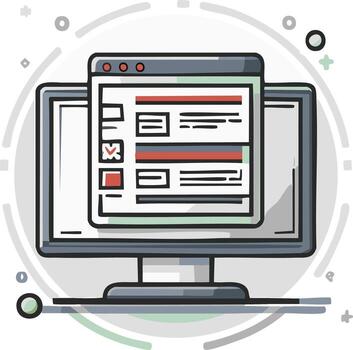 Computer screen with checklist form for online survey or digital task management tool application vector