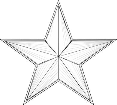 Geometric star illustration, five-pointed symbol, with linear design vector