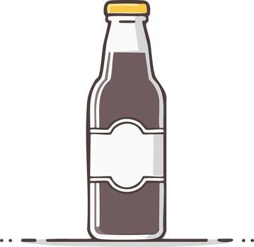 ilustración de marrón bebida en un botella con blanco etiqueta Listo para personalizado texto vector