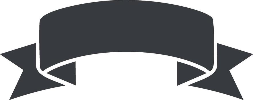 Ribbon banner graphic in dark grey for text and design elements on white background vector