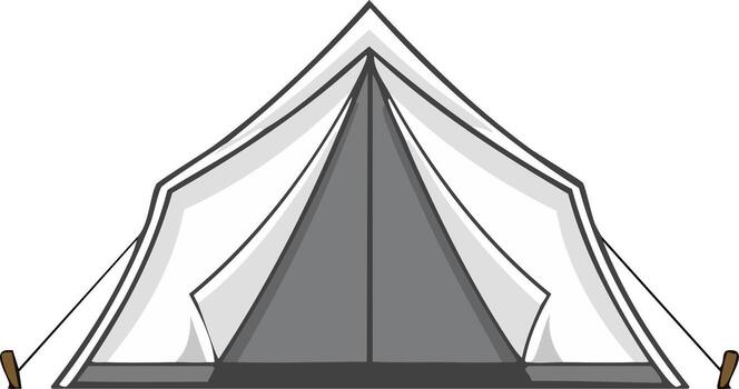 Simple A Frame Tent Illustration with Open Entrance and Stakes vector