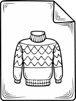 Isolated doodle style Christmas Sweater on paper sheet with corner curl vector