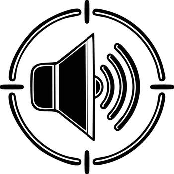 Volume indicator symbol with sound waves inside a target or crosshair icon vector