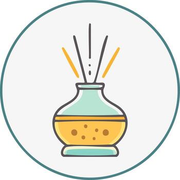 illustration of an aroma diffuser with sticks, inside a circular frame vector