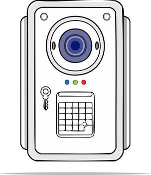 ilustración de un seguridad cámara con un llave y teclado vector