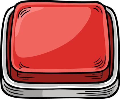 Red Square Button With Silver Rim For Activation or Control vector