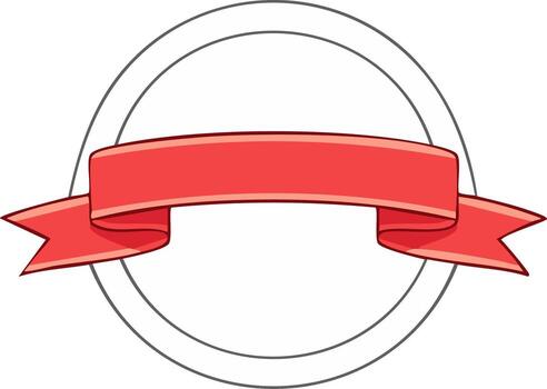 Red Ribbon Banner with Circle Border Graphic Element for Design and Illustration Projects in Format vector