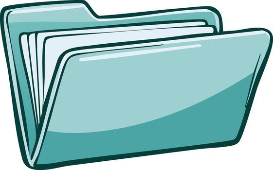 Illustration of a Light Blue Folder with White Papers Document Filing System vector