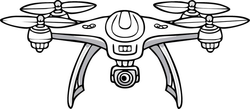 Simple Line Art Illustration of a Quadcopter Drone with Camera for Modern Technology Concepts vector