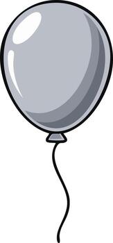 Simple cartoon illustration of a single grey party balloon with a curving black string vector