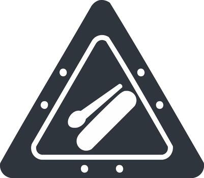 Triangle warning sign with drumsticks and drum illustration vector