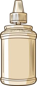 Stylized Illustration of an Empty Cream Colored Bottle with Spout and Screw Cap vector
