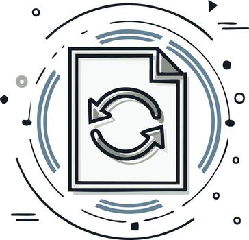 Document with refresh arrows icon concept art with abstract circle and lines vector