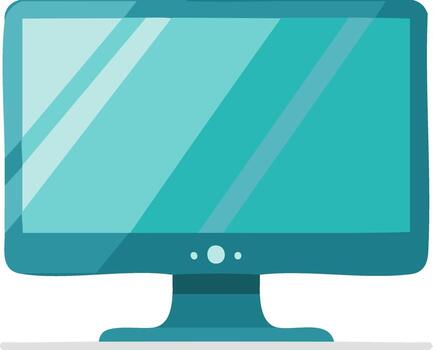 Modern Monitor Display with Turquoise Screen and Rounded Edges for Digital Workspace Visualization and Technology Concepts vector