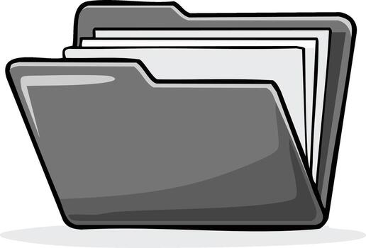 Open Folder with Files Cartoon Graphic for Data Management or Documentation vector