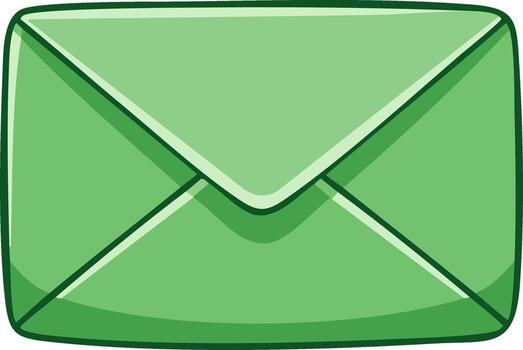Green closed envelope with dark outline and subtle shading cartoon style illustration vector
