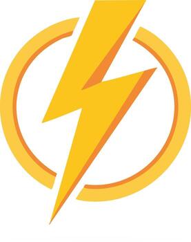Dynamic lightning bolt graphic logo with a circle, a symbol of power, energy, and electricity vector