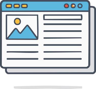 Webpage Layout Design with Image Placeholder and Content Lines, Website Template Icon vector