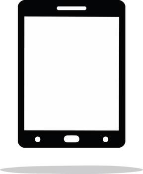 Simple black tablet computer silhouette with blank display graphic vector