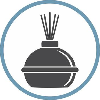 elegante difusor icono exhibiendo aromaterapia y hogar fragancia en un calmante mínimo azul circulo diseño vector