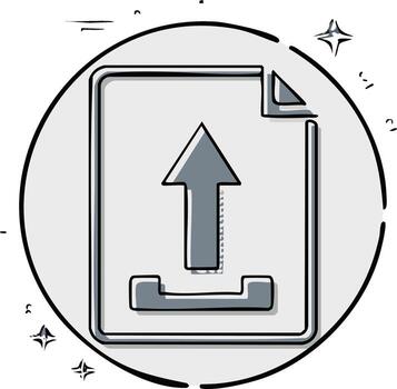 estilizado mano dibujado subir icono archivo transferir datos compartiendo tecnología Internet información vector